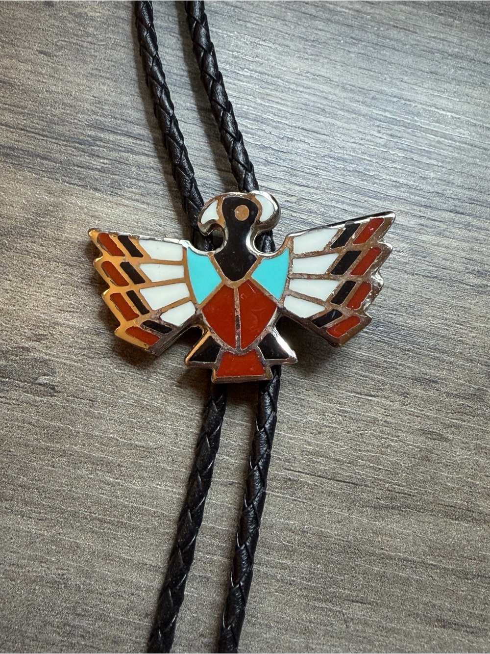 Zuni Inspired Thunderbird Bolo Tie #C308